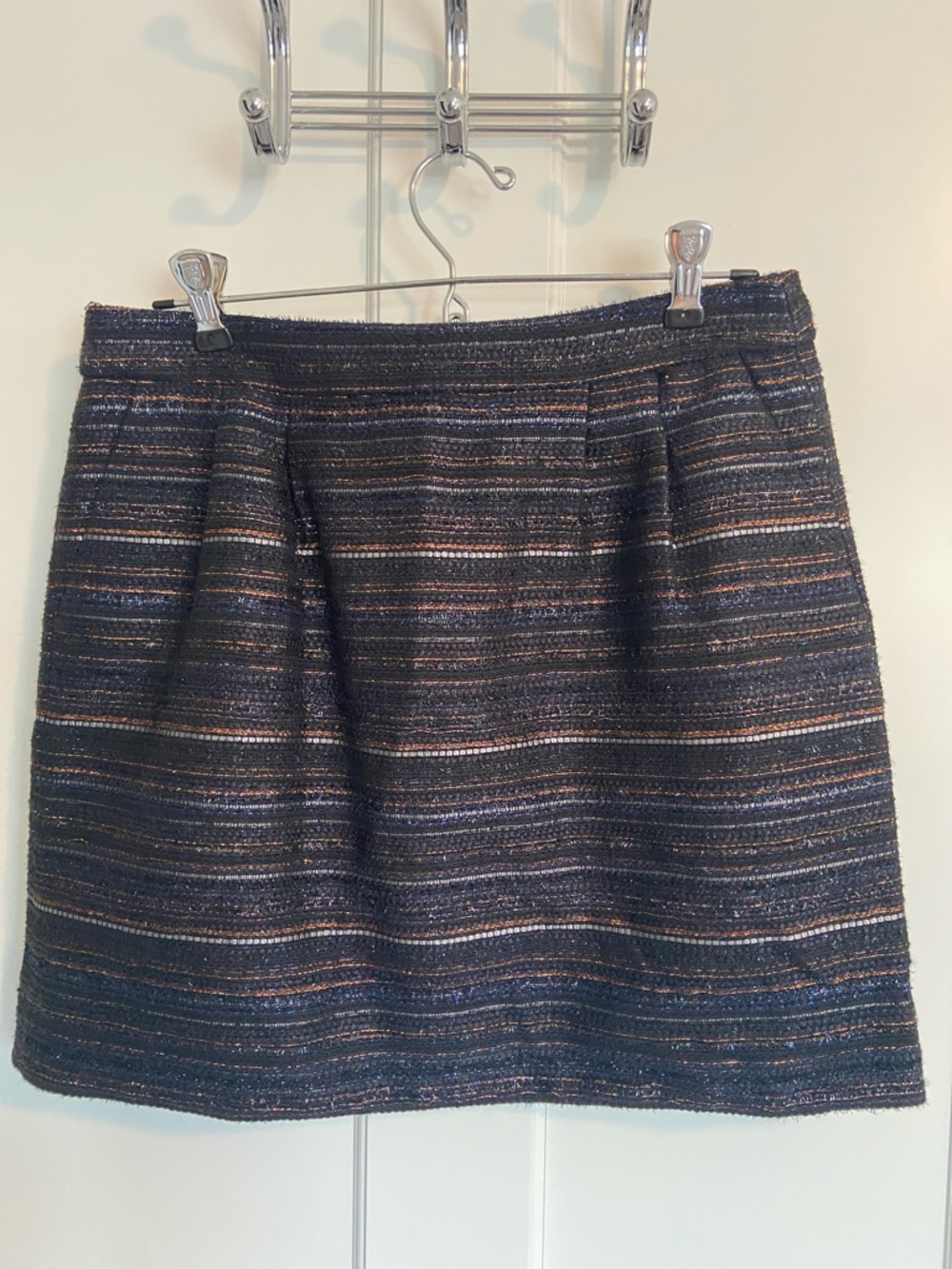 J. Crew Black Mini Skirt with Metallic Stripes